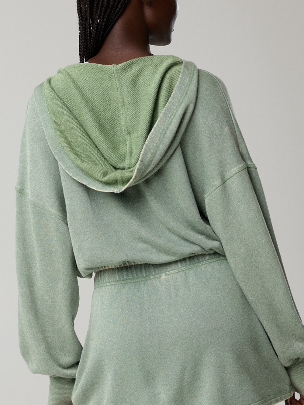 Offline By Aerie Keep it 100 Terry Wrap Hoodie Olive Medium - Picture 3 of 7